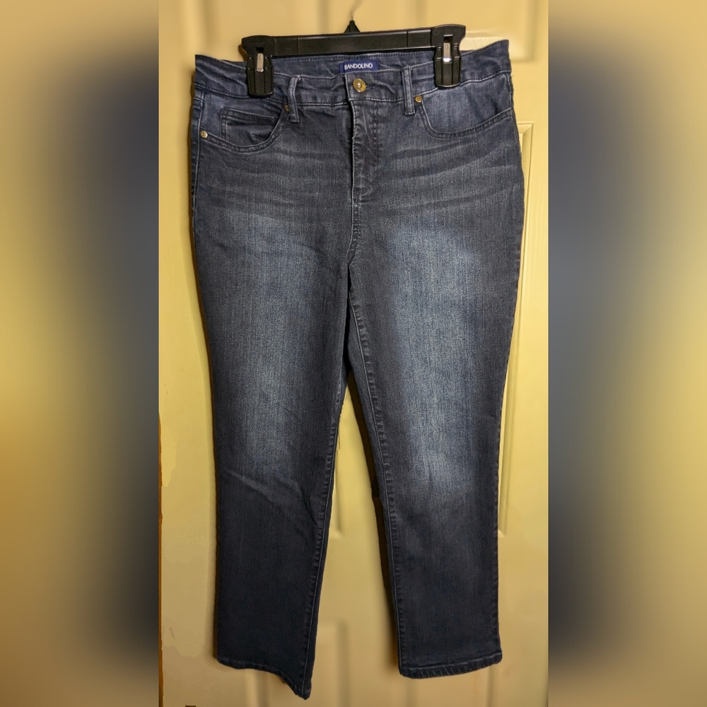 Bandolino "mandie" • 12S • Mid-High Rise Dark Wash Straight-Leg Jeans